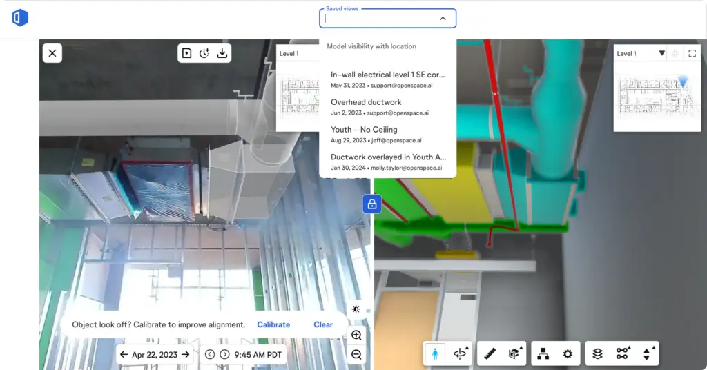 Example of creating a saved view (a feature of OpenSpace BIM+)