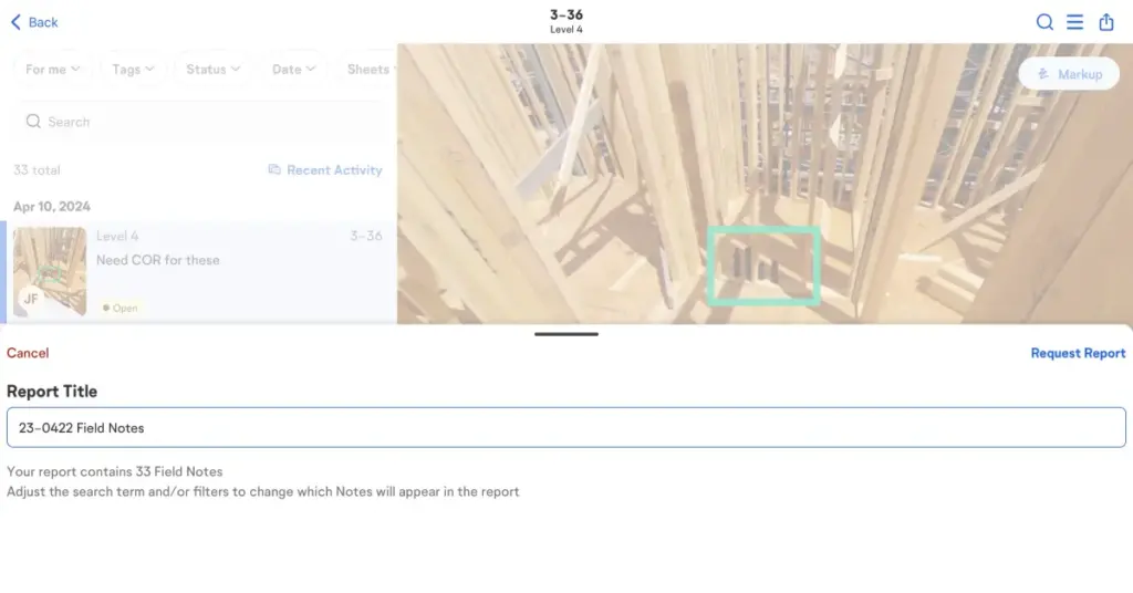 Example of creating a PDF report of relevant notes.
